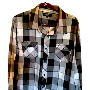 Man’s western style black and gray plaid xxl like new